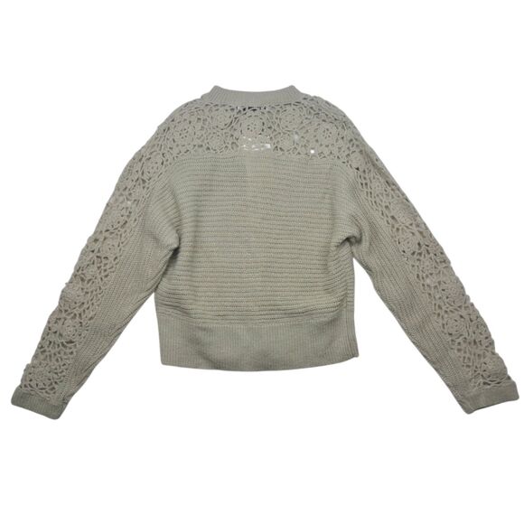 NWT Zara Combined Crochet Knit Cardigan Sweater Womens Small Green Cottagecore - Picture 2 of 15